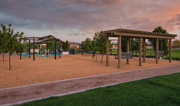 Community park with swings and seating